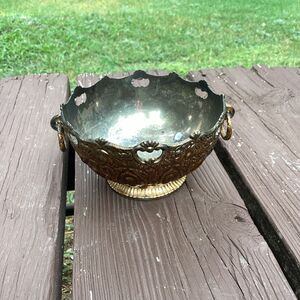 Vintage Raimond Silverplate Ornate Footed Bowl w/ Handles 5.5" Tarnish Resistant